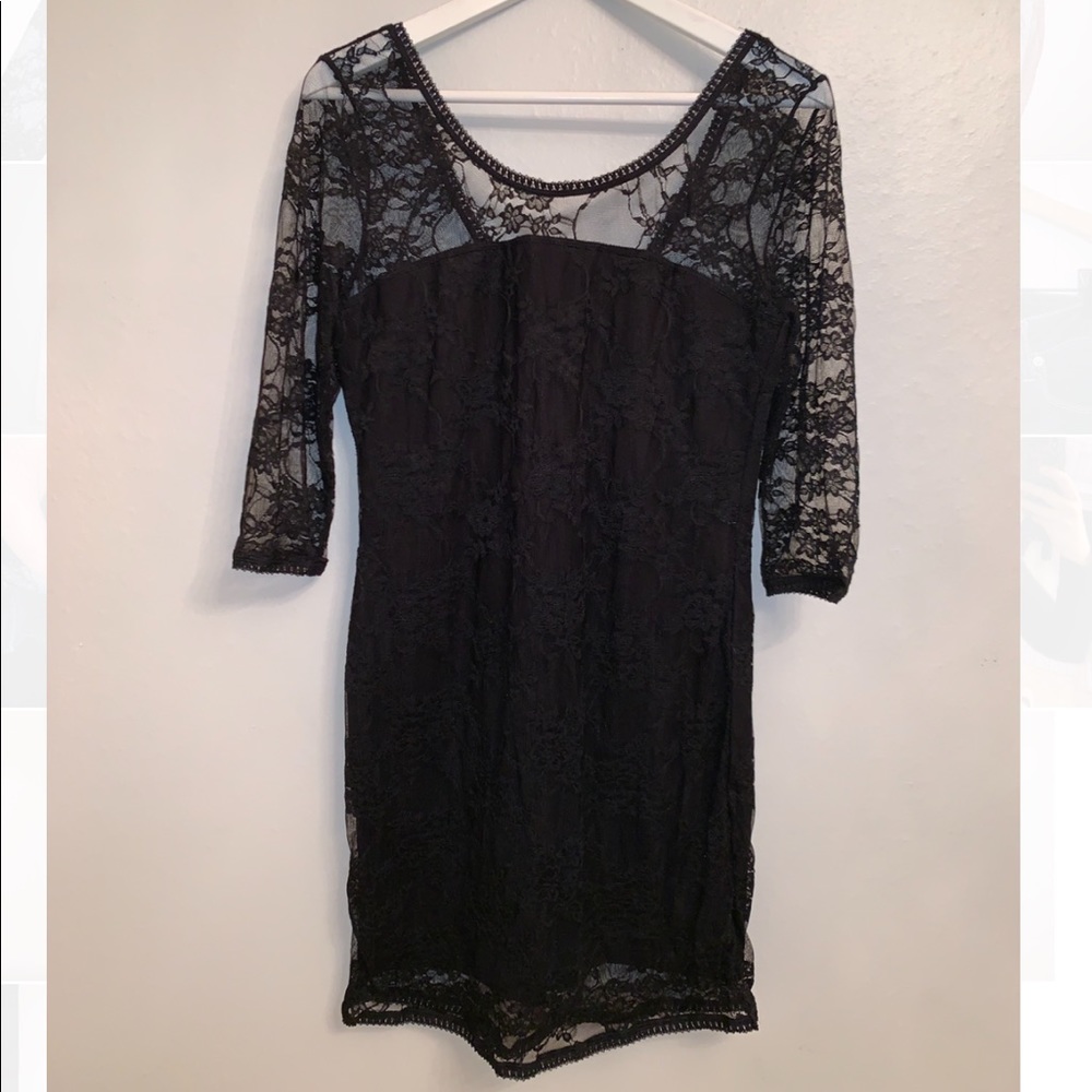 Black lace dress - 3/4 sleeve
